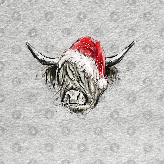 christmas highland cow by HJstudioDesigns